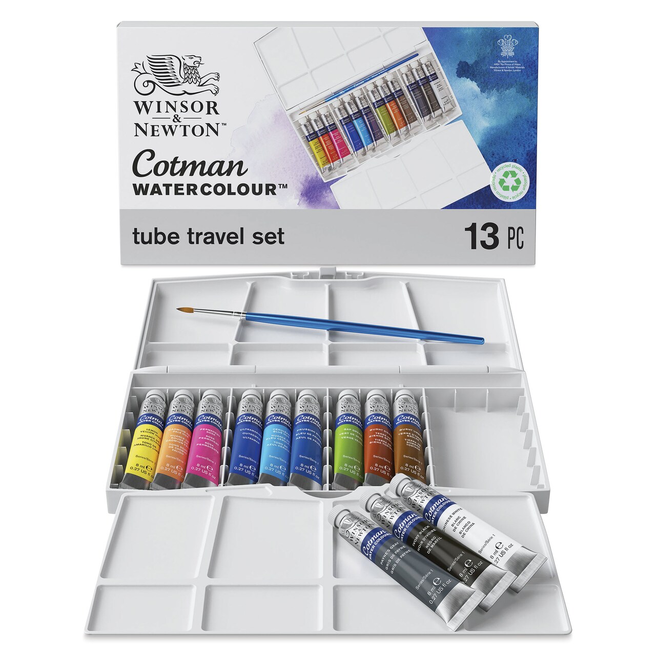 Winsor & Newton Cotman Watercolors - Set of 12 Travel Set, Assorted Colors, 8 ml Tubes